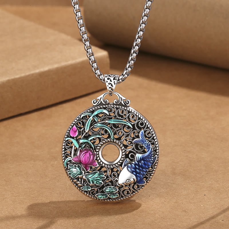 Koi Fish Lotus Peace Buckle Fu Character Wealth Necklace