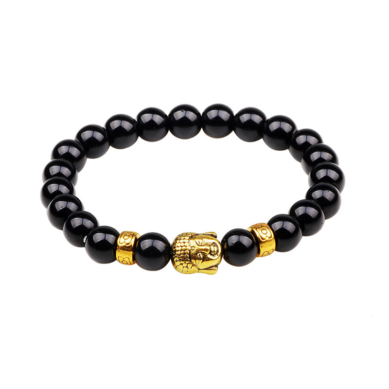Bracelet en onyx noir de 8 mm pour la protection et la fortune