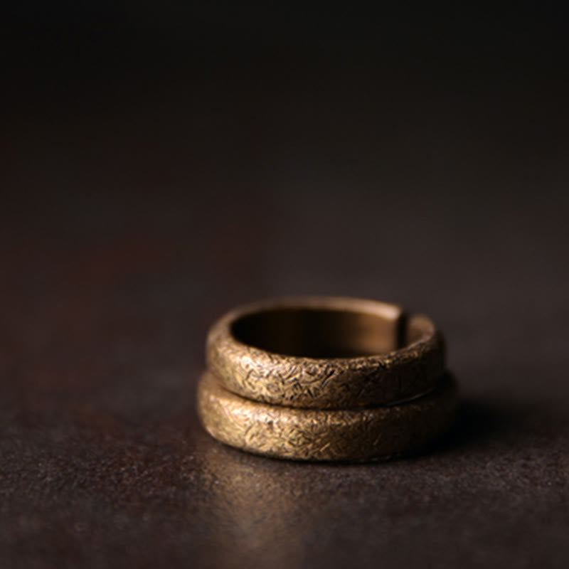 Bague de couple porte-bonheur réglable vintage tibétaine en cuivre