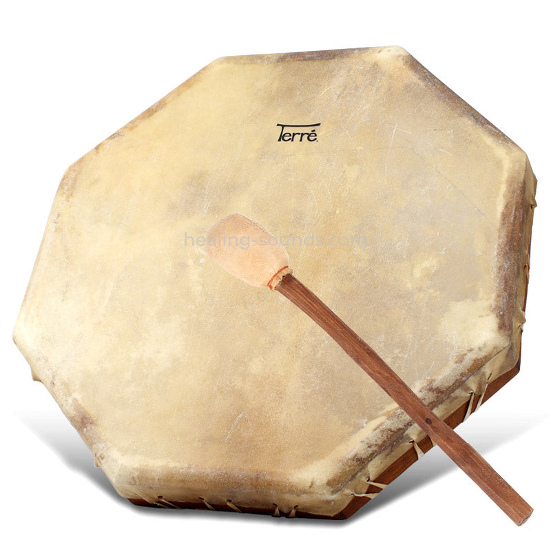Tambour chamanique octogonal sur cadre, de 16 à 28 pouces, en peau de chèvre, fait main