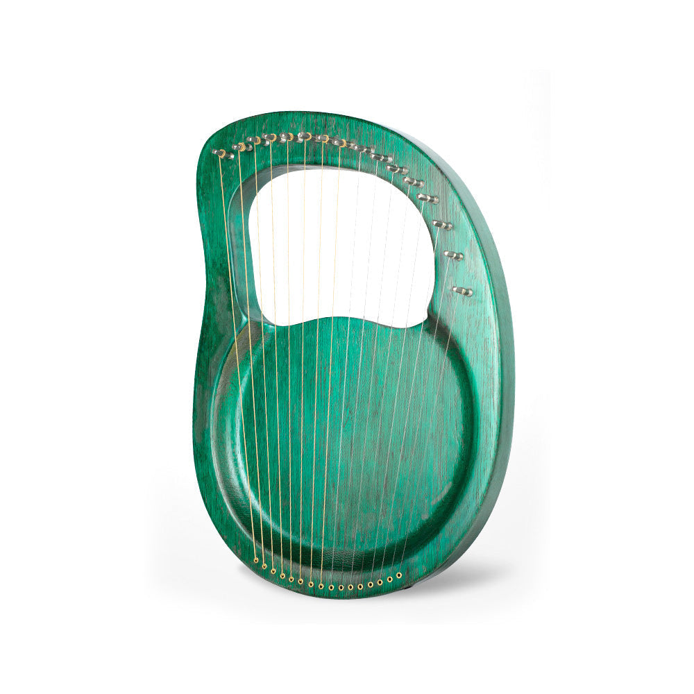 Green translucent lyre harp with metal strings for beginners’ musical enjoyment