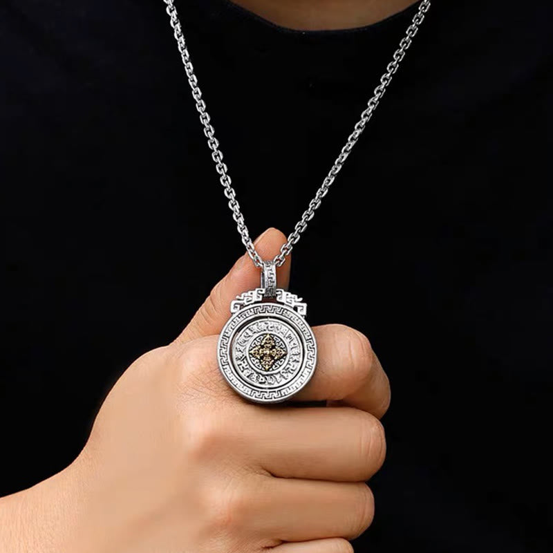 Collier Om Mani Padme Hum | Pendentif rotatif en cuivre et argent