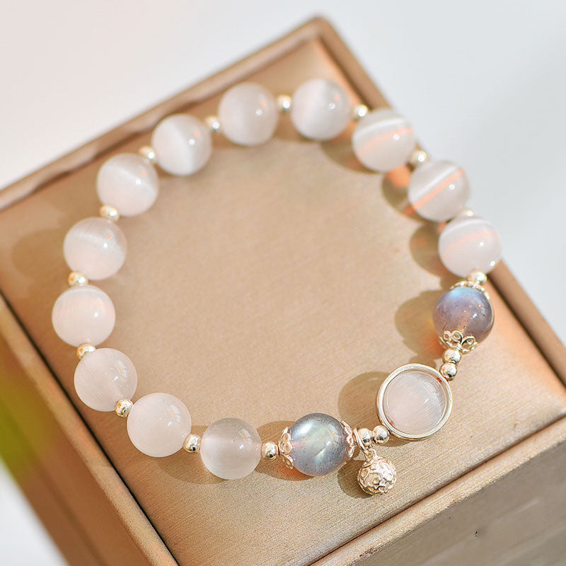 8mm Cat Eye Moonstone Love Bracelet for Support