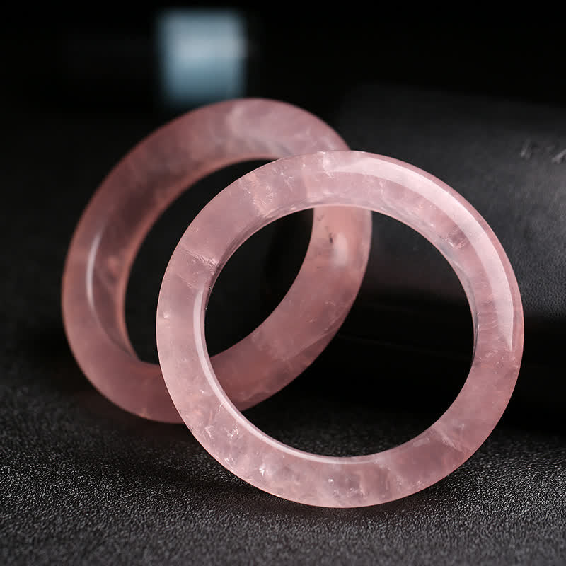 Bracelet jonc Love Caring en quartz rose naturel