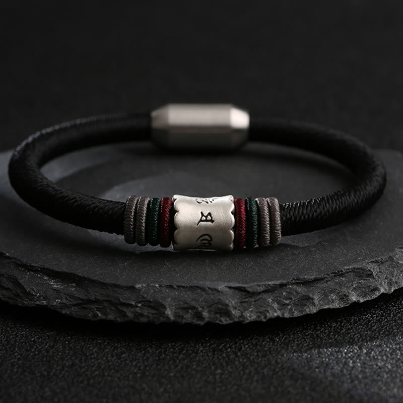 Bracelet de paix Om Mani Padme Hum en argent sterling de 16 cm