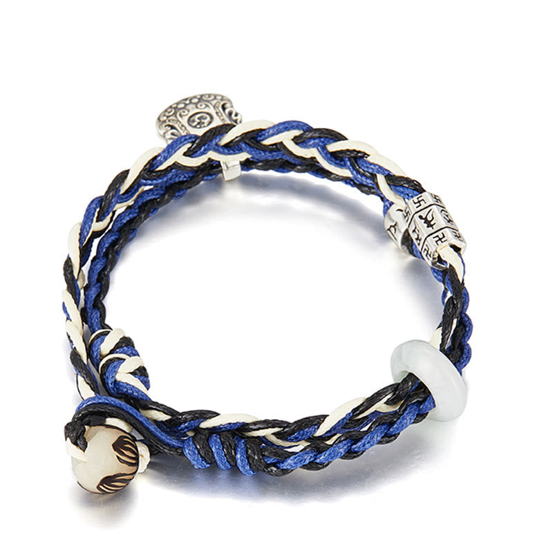 Bracelet de protection Om Mani Padme Hum en argent sterling de 16 cm