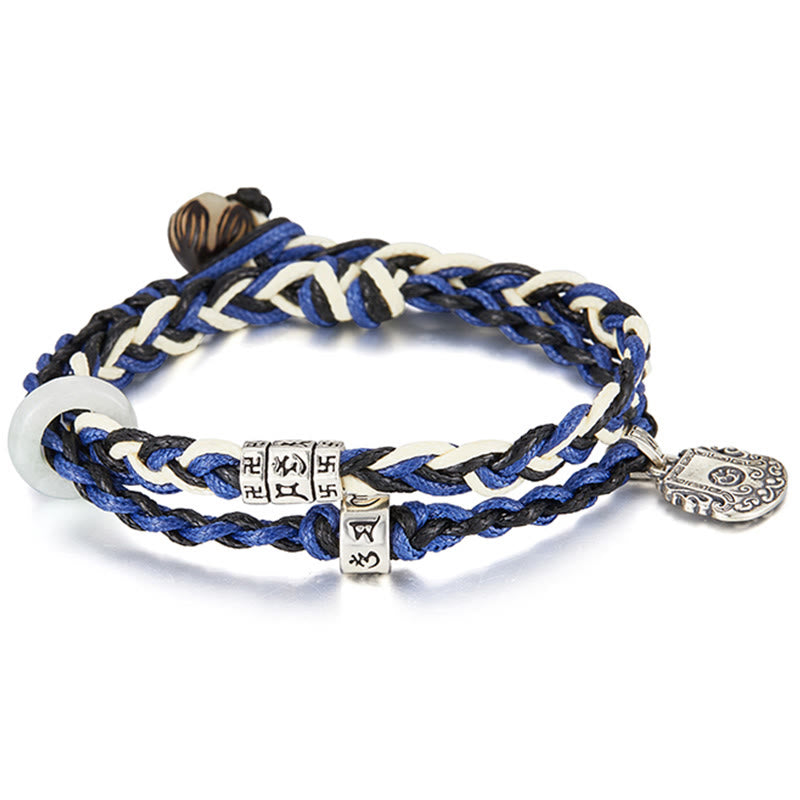 Bracelet de protection Om Mani Padme Hum en argent sterling de 16 cm