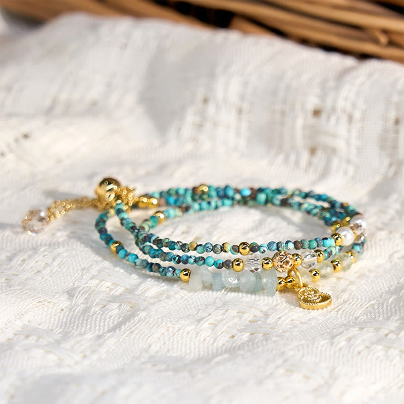 Bracelet triple tour turquoise 16 cm pour femme