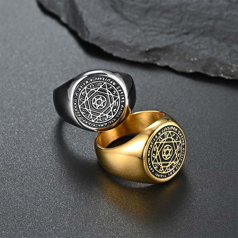 Bague de protection du zodiaque étoile de David en acier titane