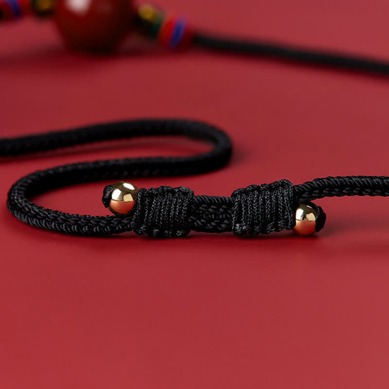 Collier pendentif bénédiction en perles de cinabre de 16 mm