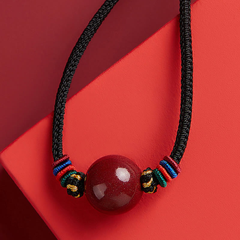 Collier pendentif bénédiction en perles de cinabre de 16 mm