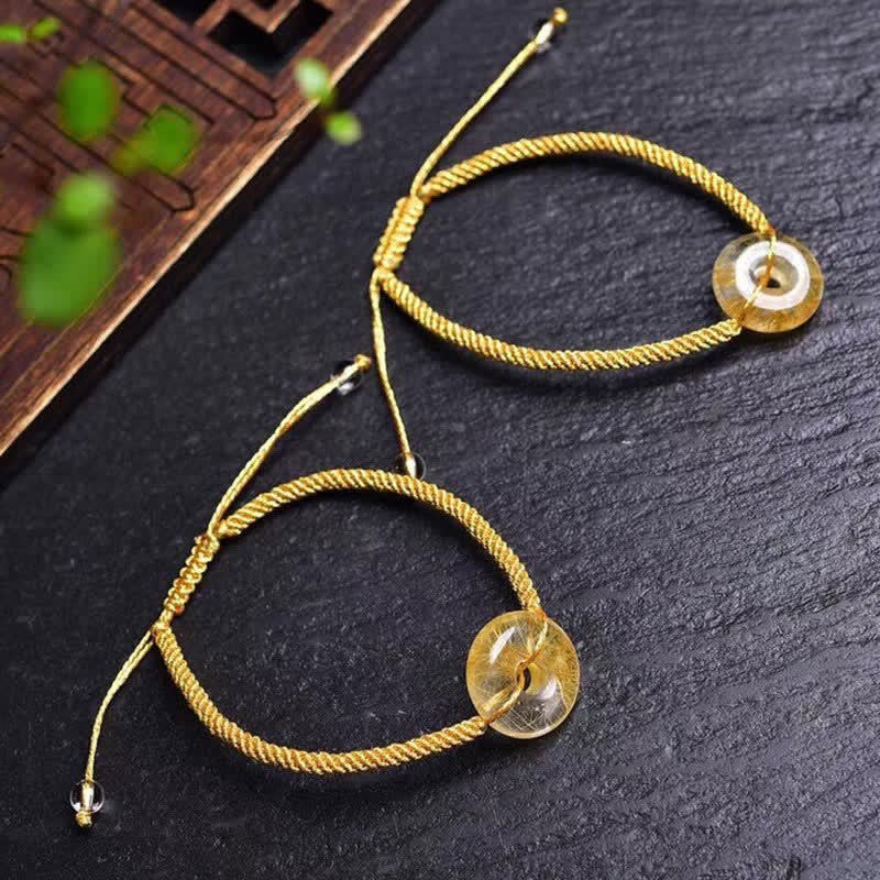 Bracelet en citrine de 16 mm avec boucle de paix pour le bonheur et la prospérité