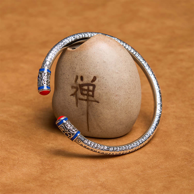 Bracelet de guérison en cuivre de 58 mm avec pièces sculptées du Sutra du cœur