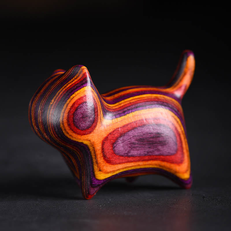 Mini chat décoratif en bois coloré | Zen Home Charm