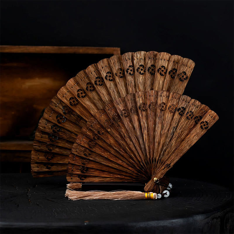 Medium Nha Trang Agarwood Folding Fan for Spiritual Protection