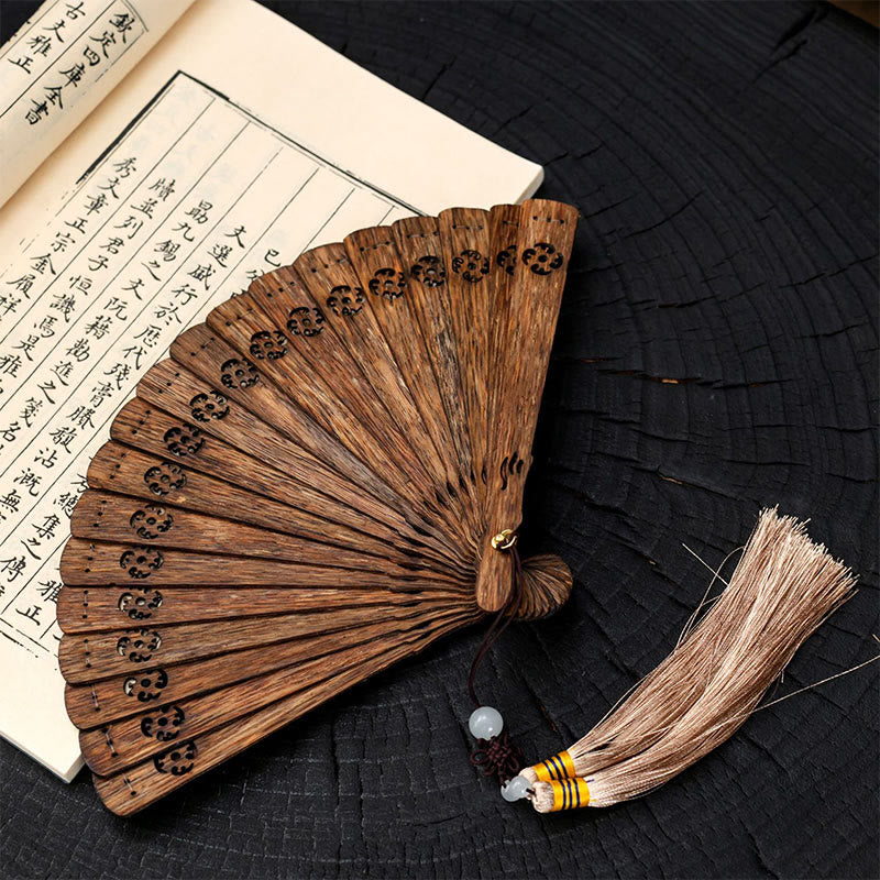 Medium Nha Trang Agarwood Folding Fan for Spiritual Protection