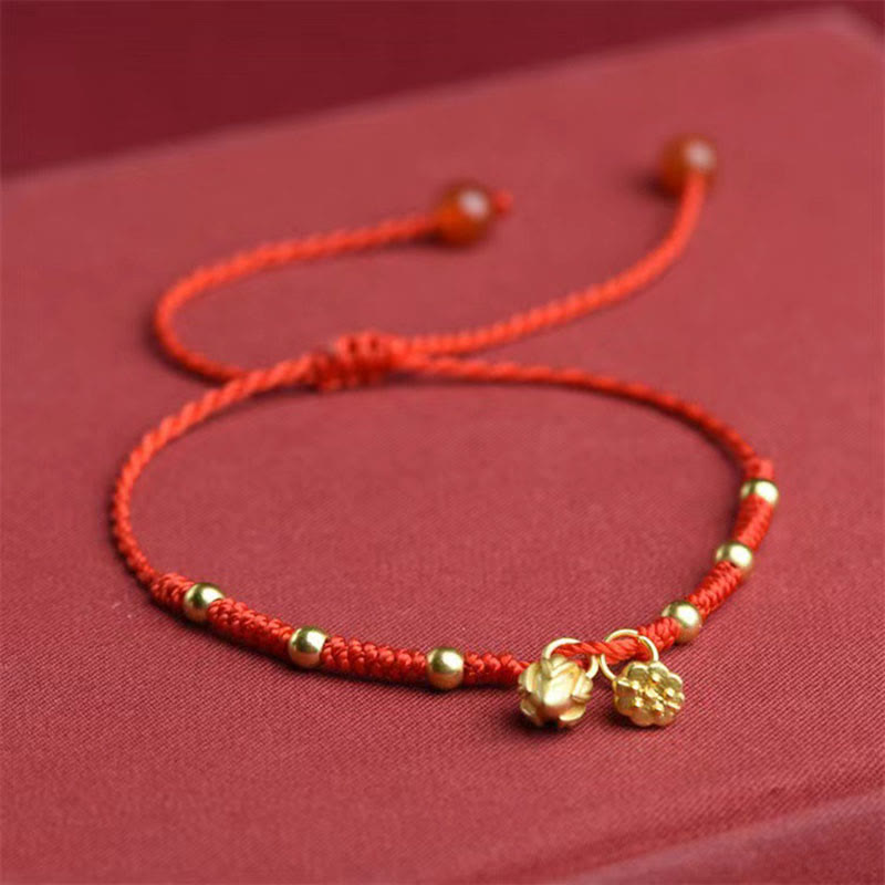 Bracelet de cheville en corde porte-bonheur avec breloque Lotus Pod