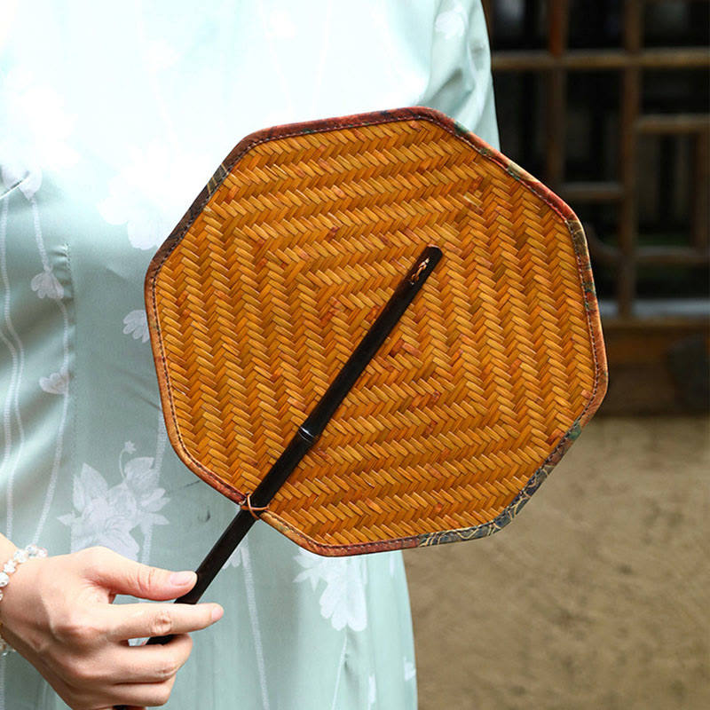 Handmade Bamboo Chinese Folding Fan | Retro Long Handle Fan