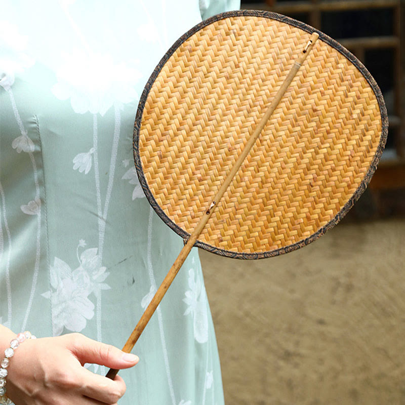 Handmade Bamboo Chinese Folding Fan | Retro Long Handle Fan