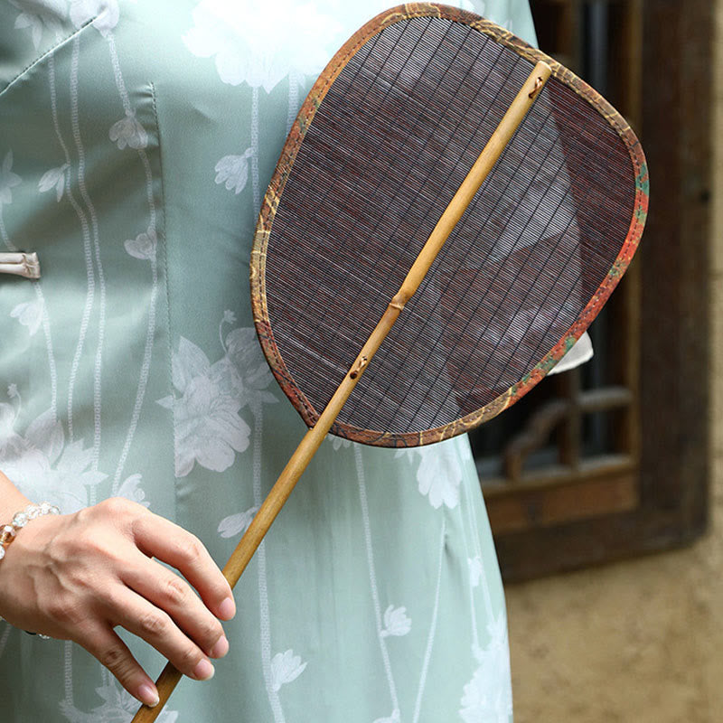 Handmade Bamboo Chinese Folding Fan | Retro Long Handle Fan