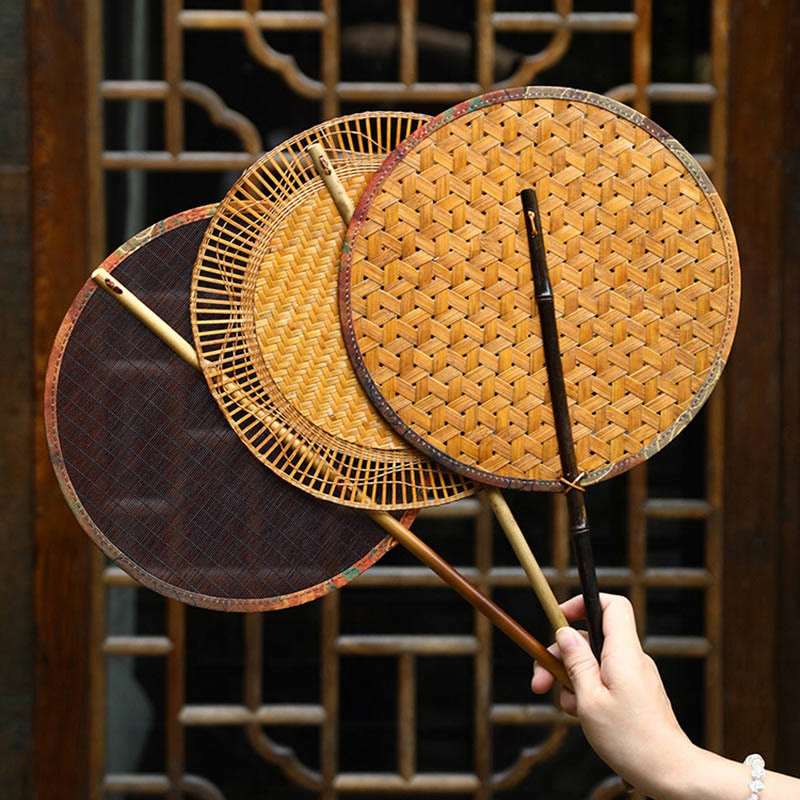 Handmade Bamboo Chinese Folding Fan | Retro Long Handle Fan