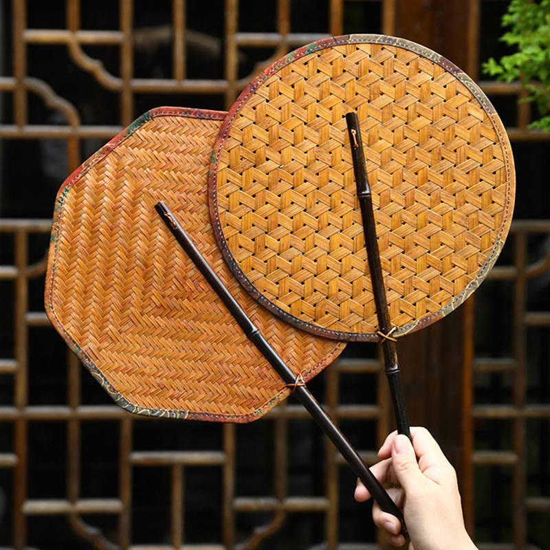 Handmade Bamboo Chinese Folding Fan | Retro Long Handle Fan