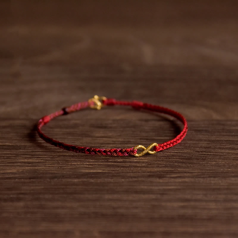 999 Gold Red String Infinity Knot Bracelet for Protection