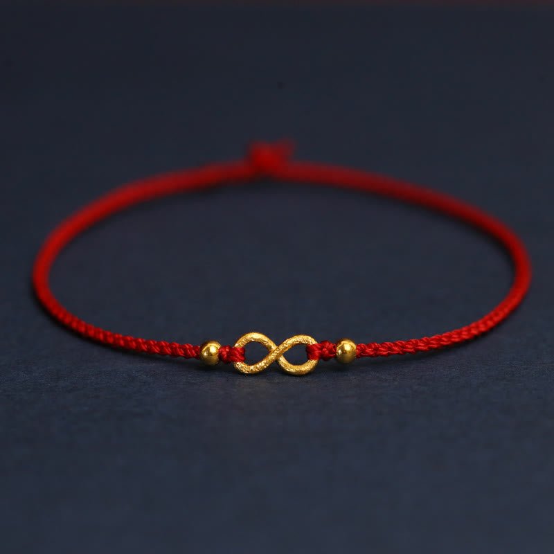 999 Gold Mobius Infinite Love Red String Protection Bracelet