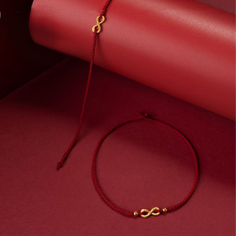 999 Gold Mobius Infinite Love Red String Protection Bracelet