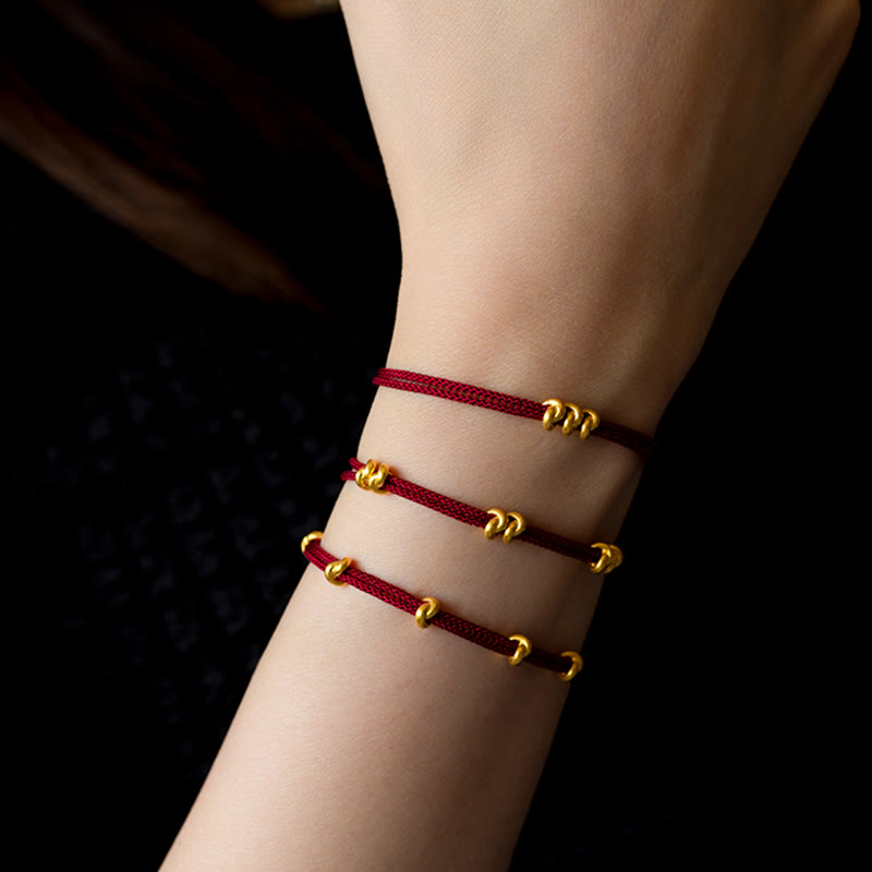 999 Gold Wish Knot Red String Bracelet for Luck & Protection