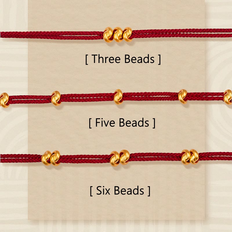 999 Gold Wish Knot Red String Bracelet for Luck & Protection