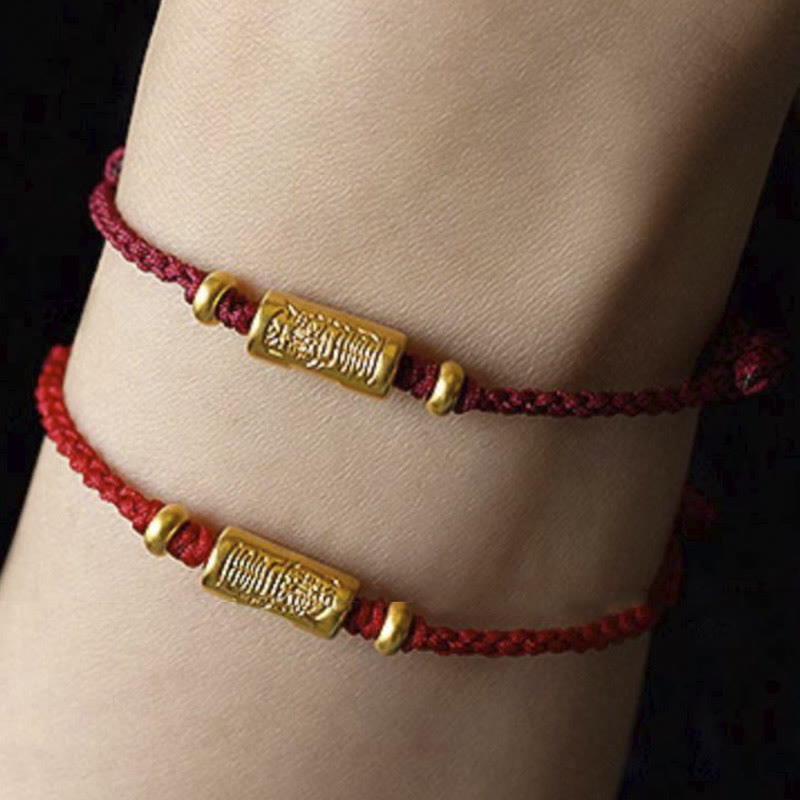 Handmade 999 Gold Red String Bracelet for Strength