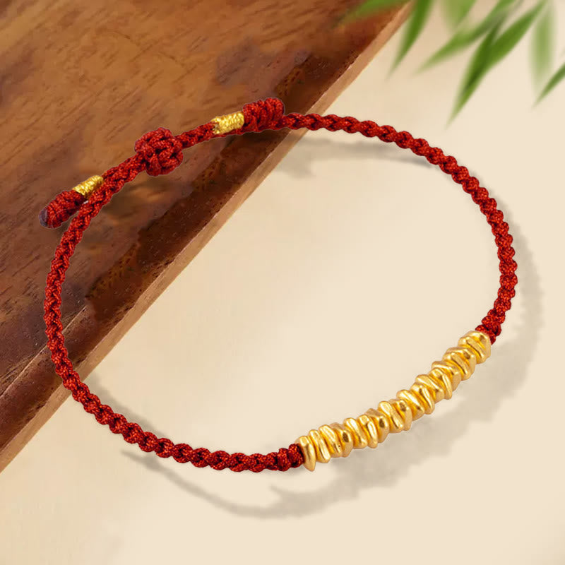 Handmade 999 Gold Protection Red String Braided Bracelet Unisex