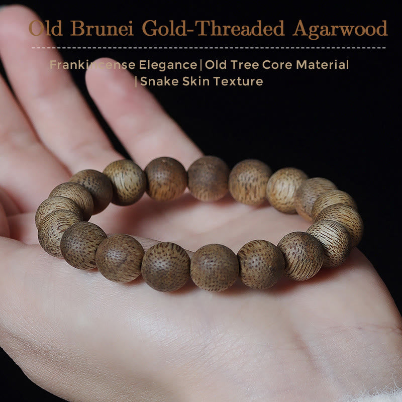 Natural Brunei Texture Agarwood Strength Bracelet 12mm