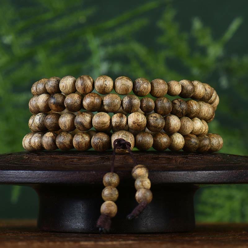 108 Bead Hoi An Agarwood Wood Mala Bracelet 7mm