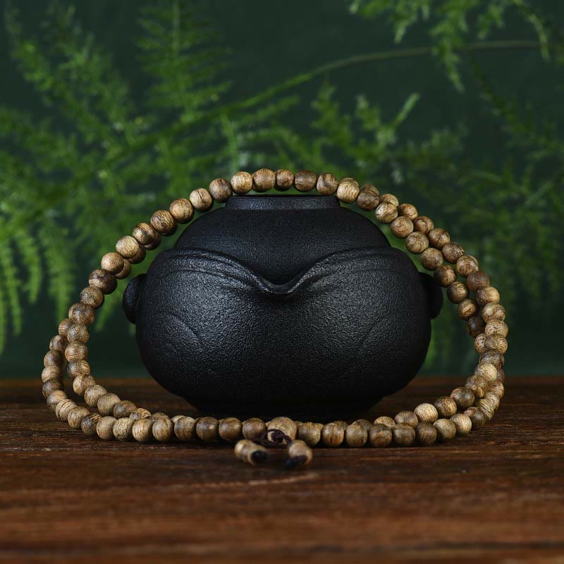 108 Bead Hoi An Agarwood Wood Mala Bracelet 7mm