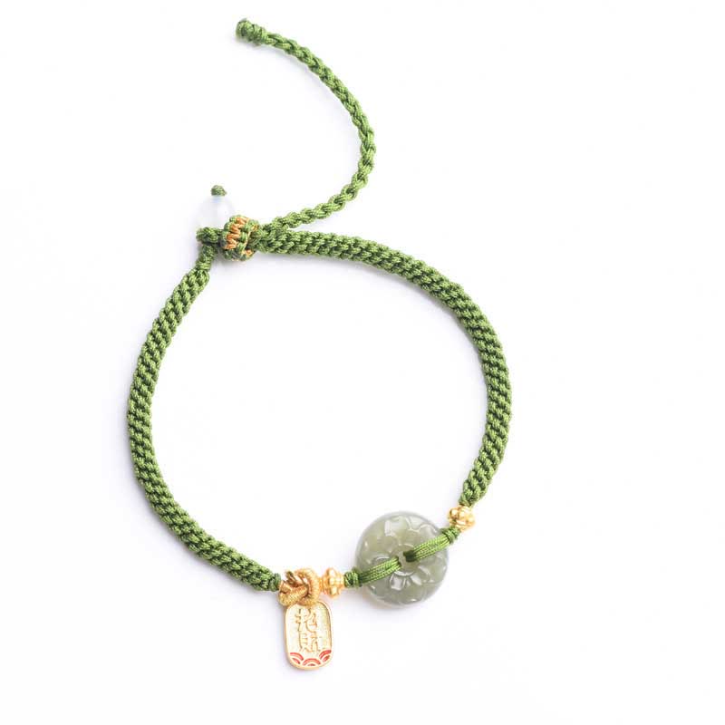 Bracelet de paix en jade vert pour la prospérité et l'équilibre