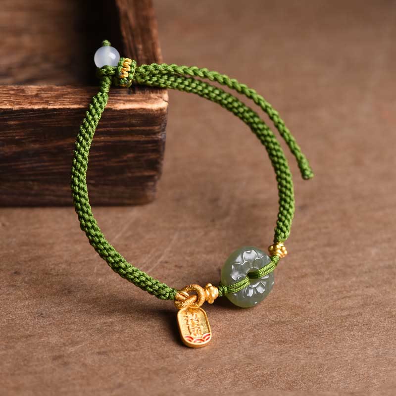 Bracelet de paix en jade vert pour la prospérité et l'équilibre
