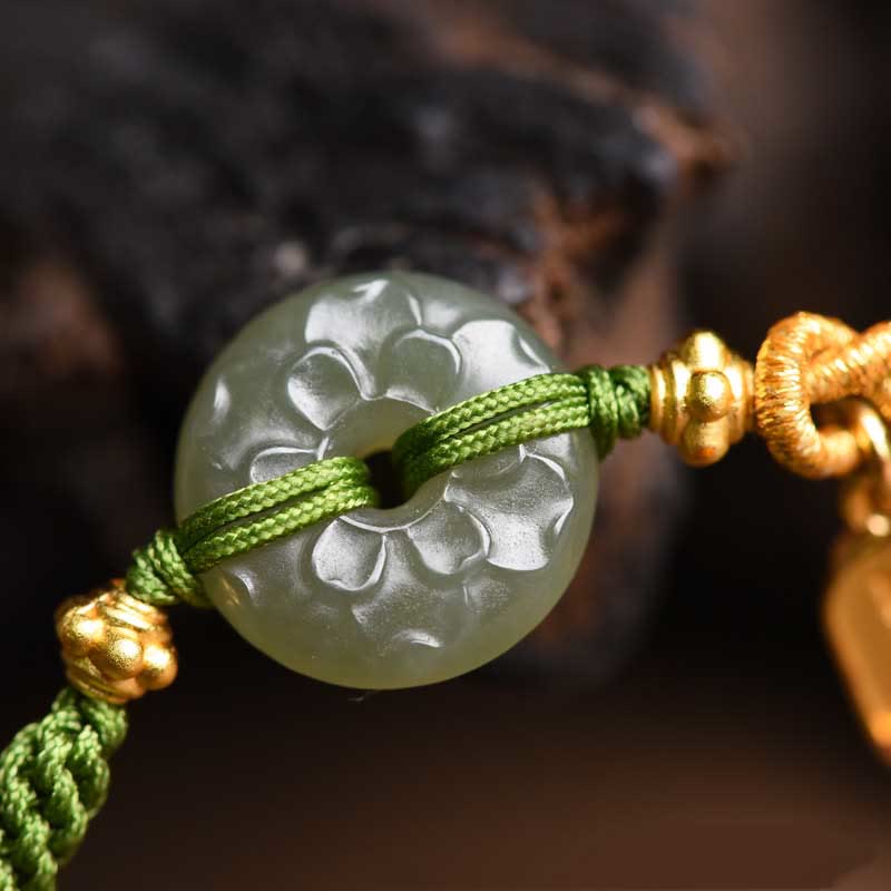Bracelet de paix en jade vert pour la prospérité et l'équilibre