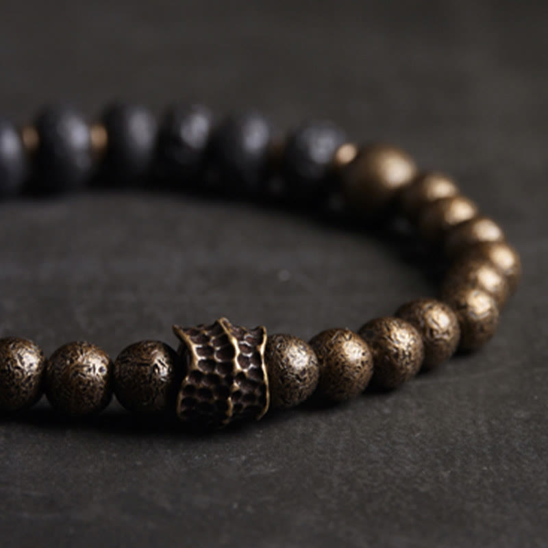 8mm Lava Rock Bead Bracelet for Spiritual Protection