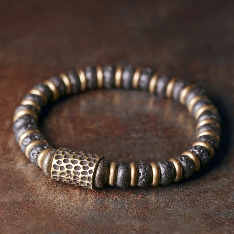 14-14.6cm Vintage Lava Rock Calm Copper Spiritual Bracelet