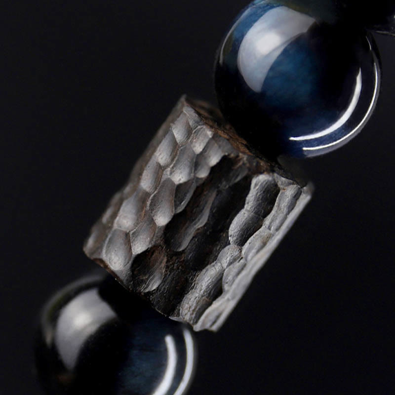 Bracelet de protection en bois d'ébène œil de tigre bleu 10 mm