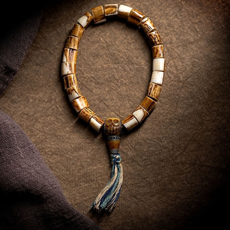Deer Bone Yak Bone Wisdom Bracelet for Spiritual Protection