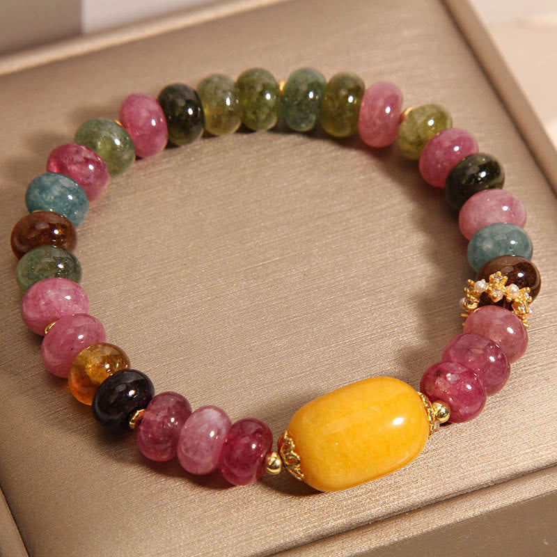 Natural Tourmaline Topaz Spiritual Bracelet for Positivity