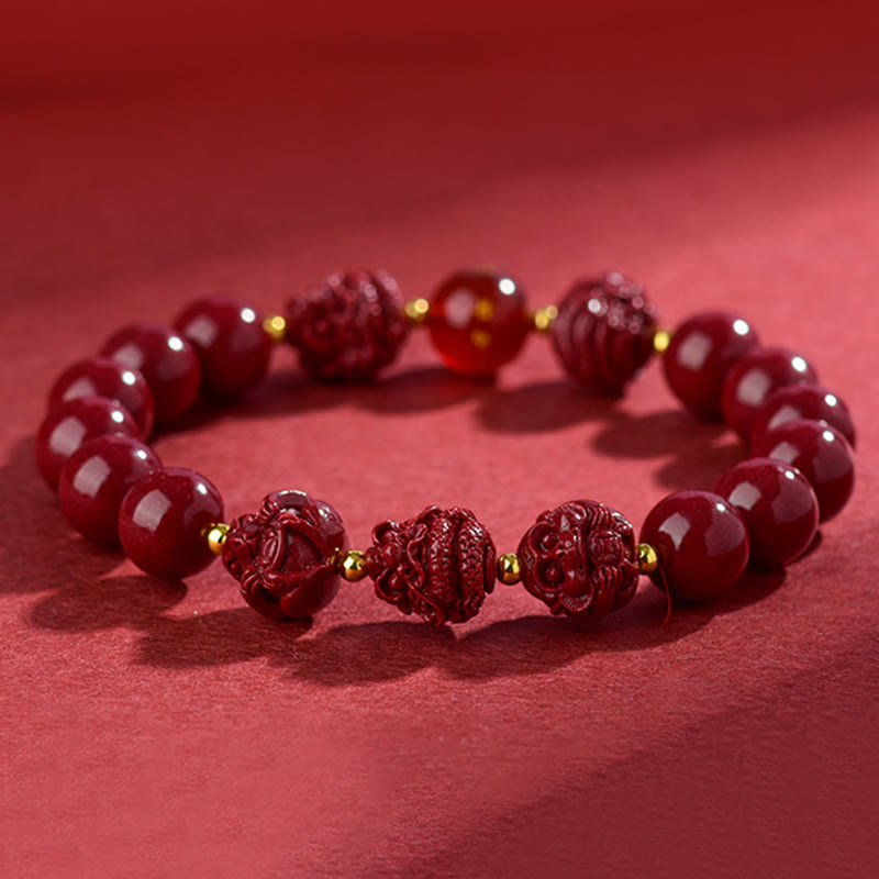 Chinese Zodiac Cinnabar Bracelet 8mm Spiritual Protection