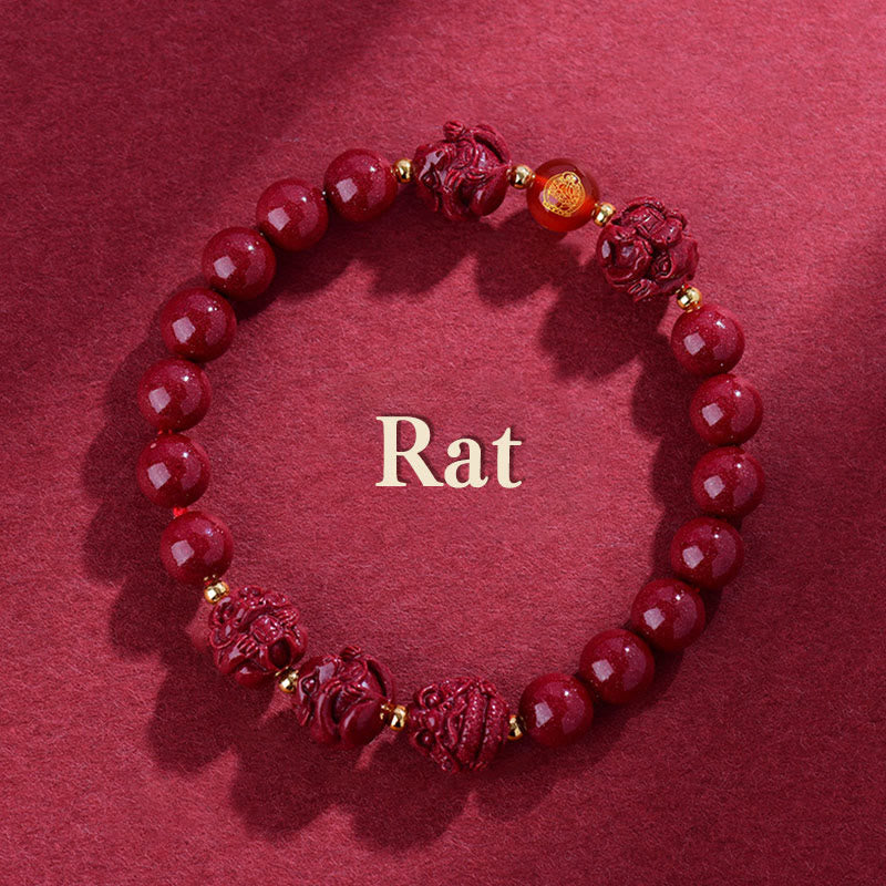 Chinese Zodiac Cinnabar Bracelet 8mm Spiritual Protection