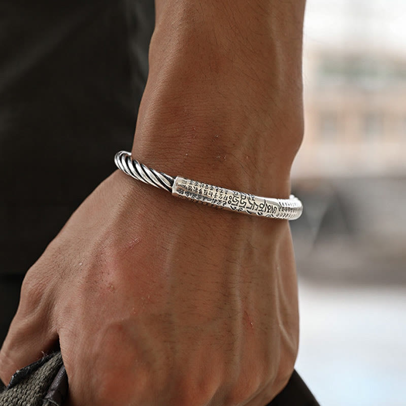 999 Sterling Silver Om Mani Padme Hum Protection Bracelet