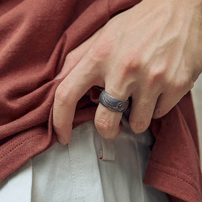 Bague de protection spirituelle réglable en argent sterling 999 et cuivre