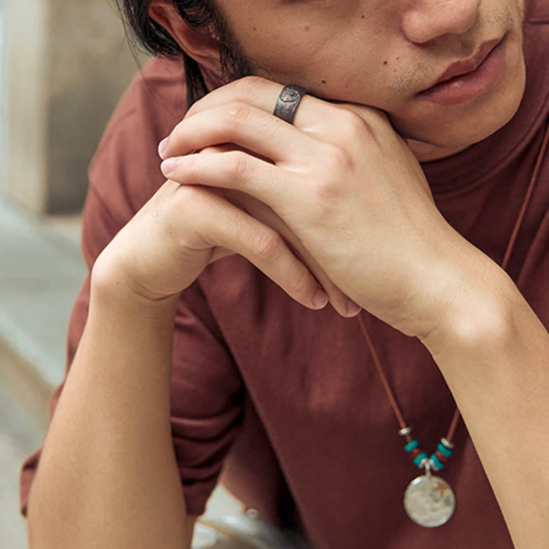 Bague de protection spirituelle réglable en argent sterling 999 et cuivre