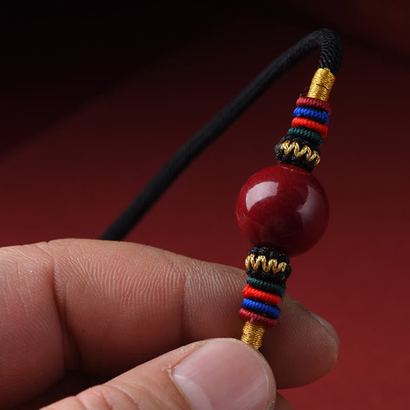 Collier de protection en perles porte-bonheur en cinabre